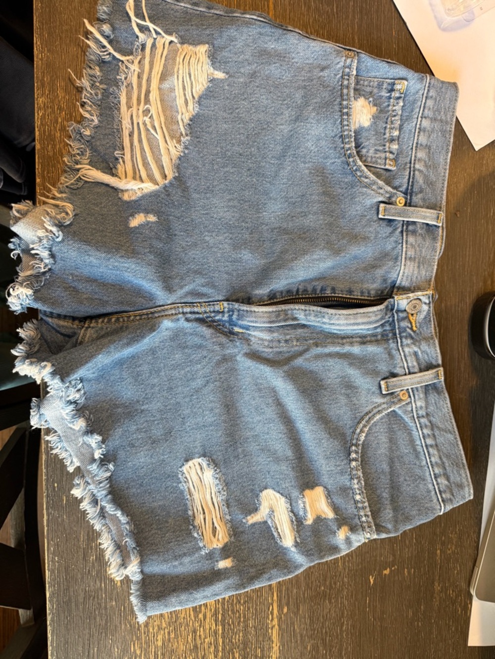 Levi's Light Blue High Waist Distressed Denim Shorts